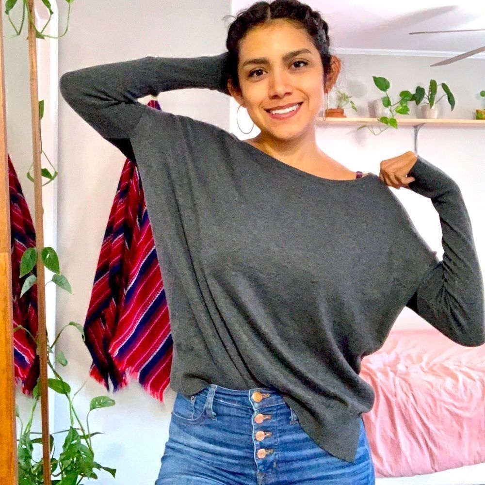 Athleta Black and Grey Two-Tone Sweater